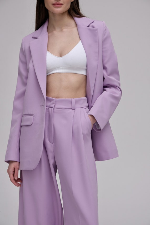 Lavender Pants Suit for Women, Lavender Formal Pantsuit for Women, Civil  Wedding Suit, Pantsuit Set With Trousers and Blazer, Lilac Suit 
