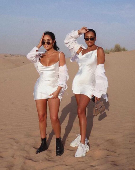 Mini Slip Dress White Silk Dress 