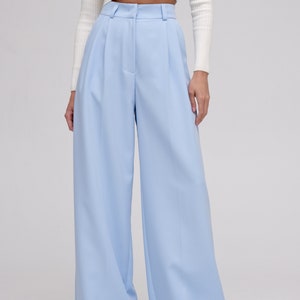 High Waisted Pants Women Wide Legs Women Pants Chic Palazzo Pants With Pockets image 5