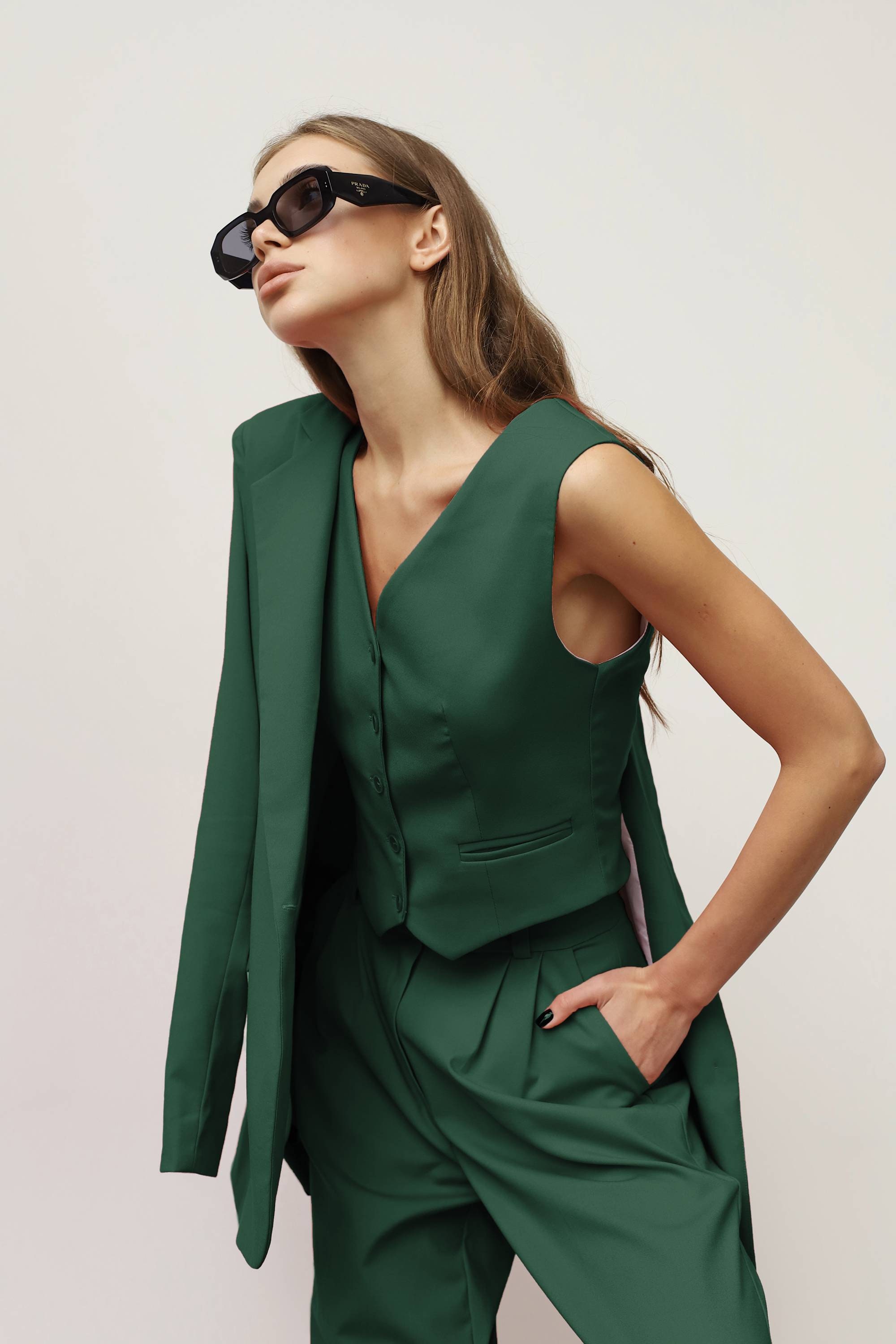 Emerald Palazzo Pants, Wide Leg Pants, Green Pantsuit, Woman Pants, Bridesmaid Pants, Office Suit, Prom Suit, Wedding Guest Suit, Engagement
