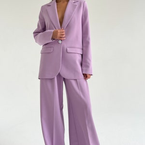 Wide Leg Pants / Women Full Length Pants / High Quality Pants / Simple-Casual Pants / Relaxed Pants / Lilac pants / Lavender pants woman image 3