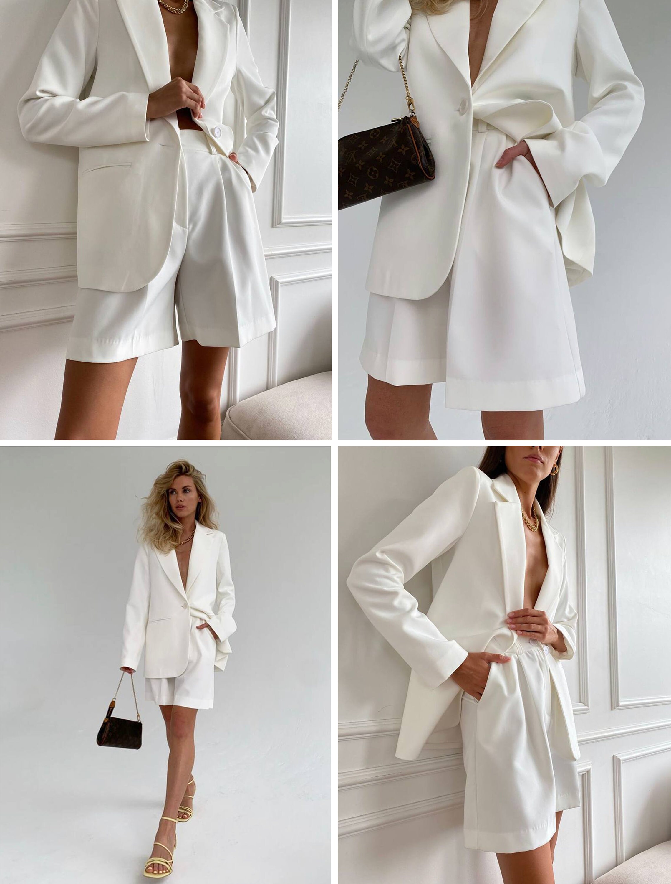 Classic White Shorts and Blazer Suit Set for Women White - Etsy Canada