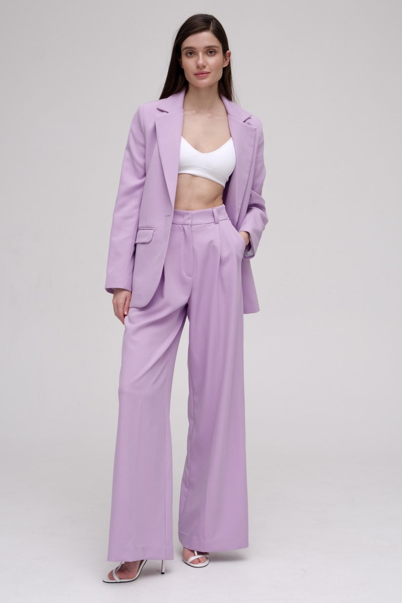 Wide Leg Pants / Women Full Length Pants / High Quality Pants / Simple-Casual Pants / Relaxed Pants / Lilac pants / Lavender pants woman image 7