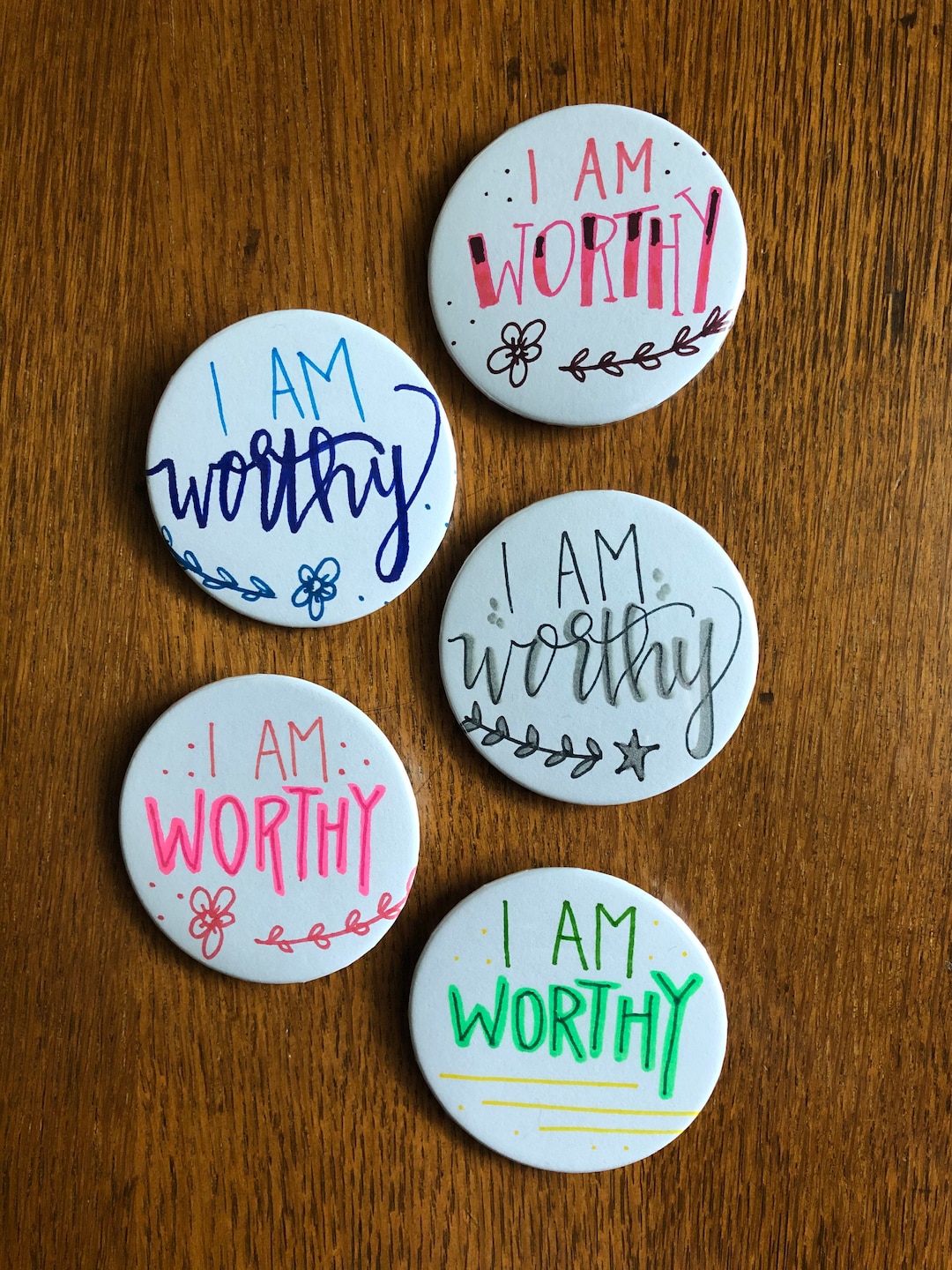 I Am Worthy Positive Affirmation Buttons Etsy