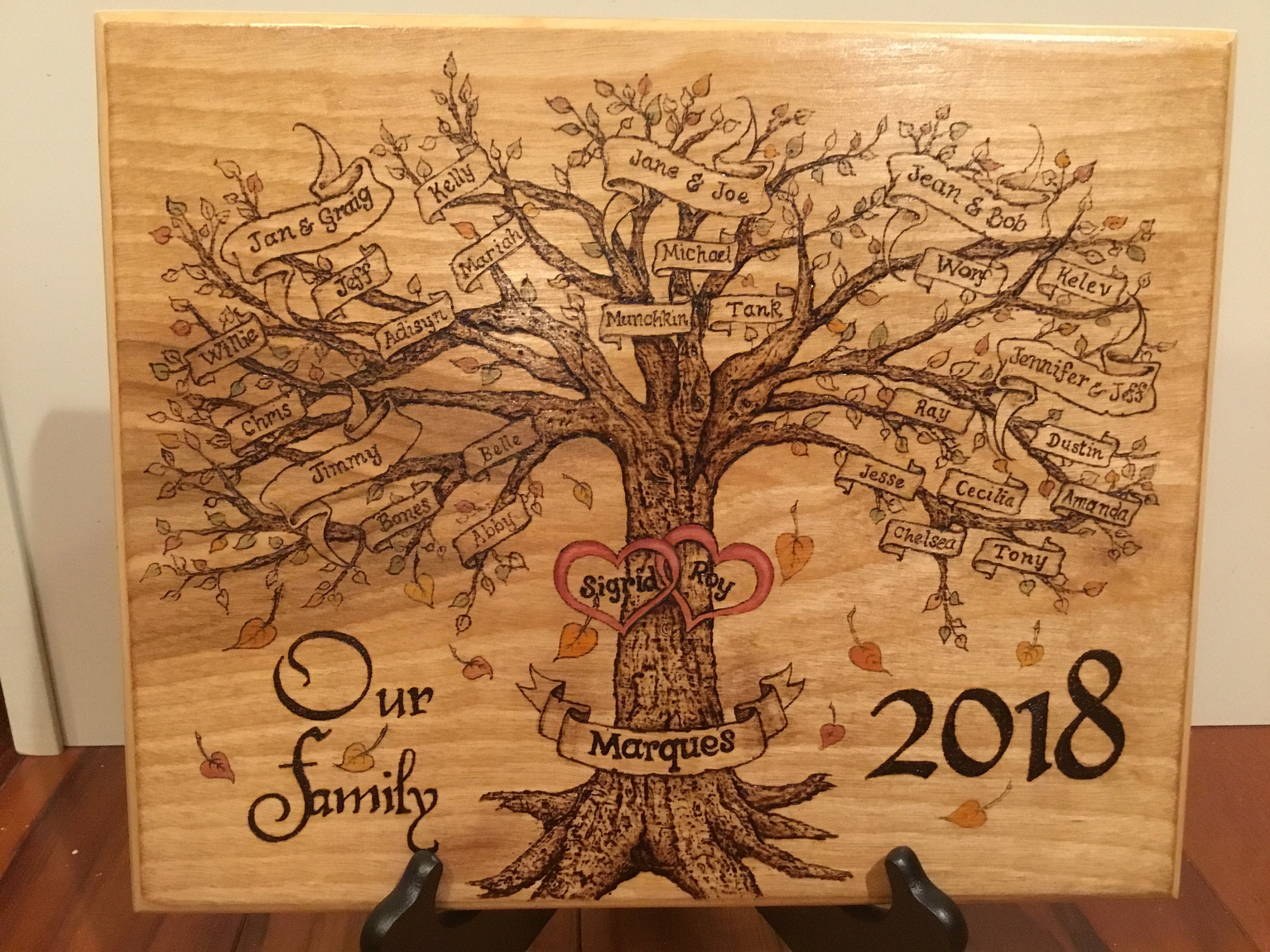 Wood burned Family Tree Custom Made for your family Etsy