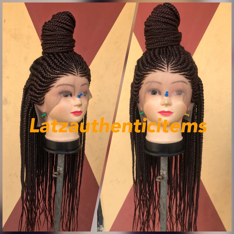 Cornrows Braided Updo Braided Wig Box Braid Wig Faux Locs Wigs Etsy