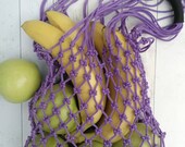 Zero waste Reusable fishnet avoska French market bag Ecofriendly string mesh bag for grocery and fruits Purple shoulder bag