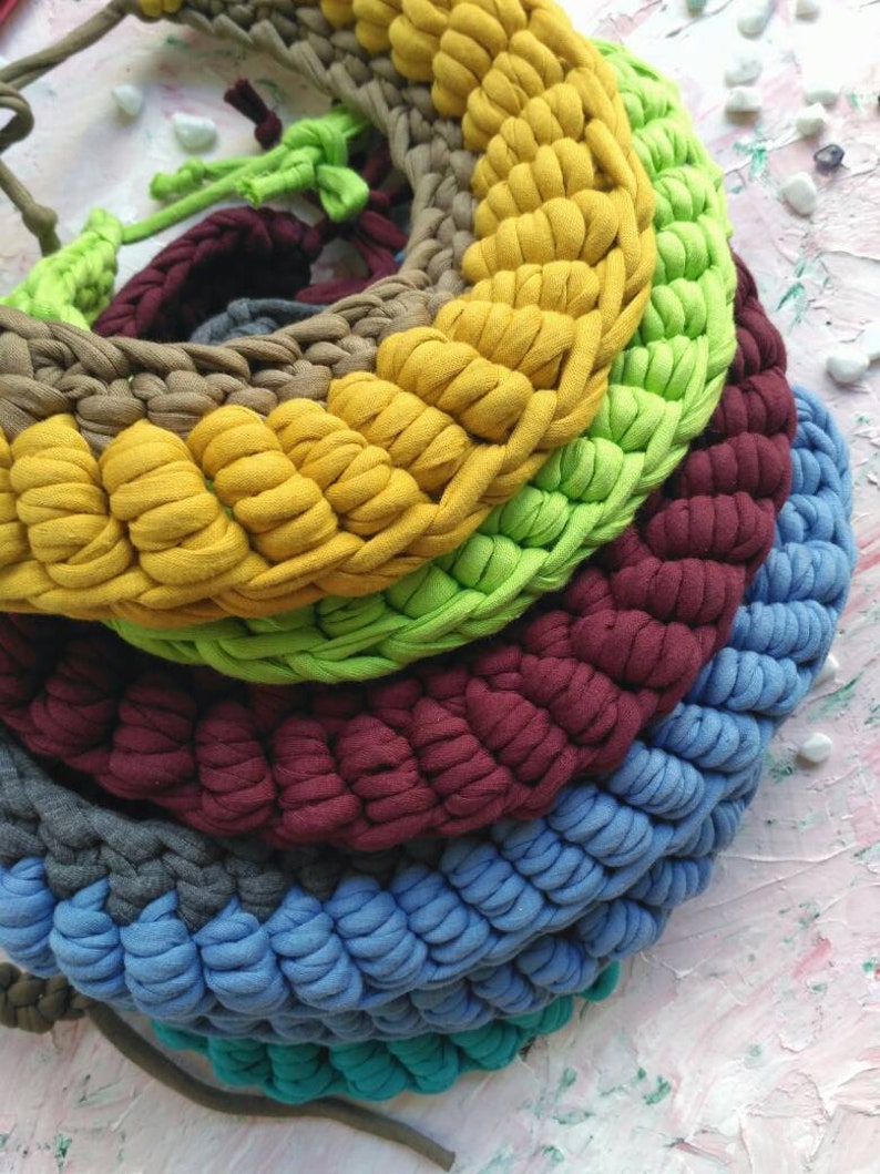 Tshirt yarn crochet statement necklace Chunky textile chocker Etsy