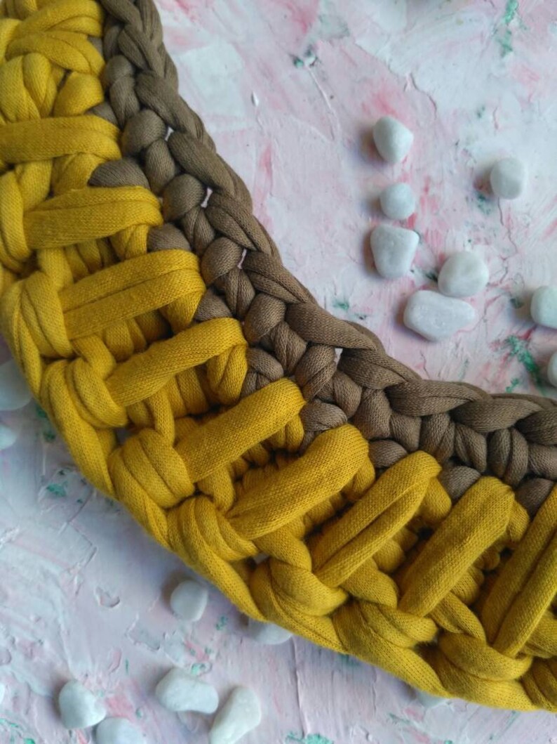 Tshirt yarn crochet statement necklace Chunky textile chocker Etsy