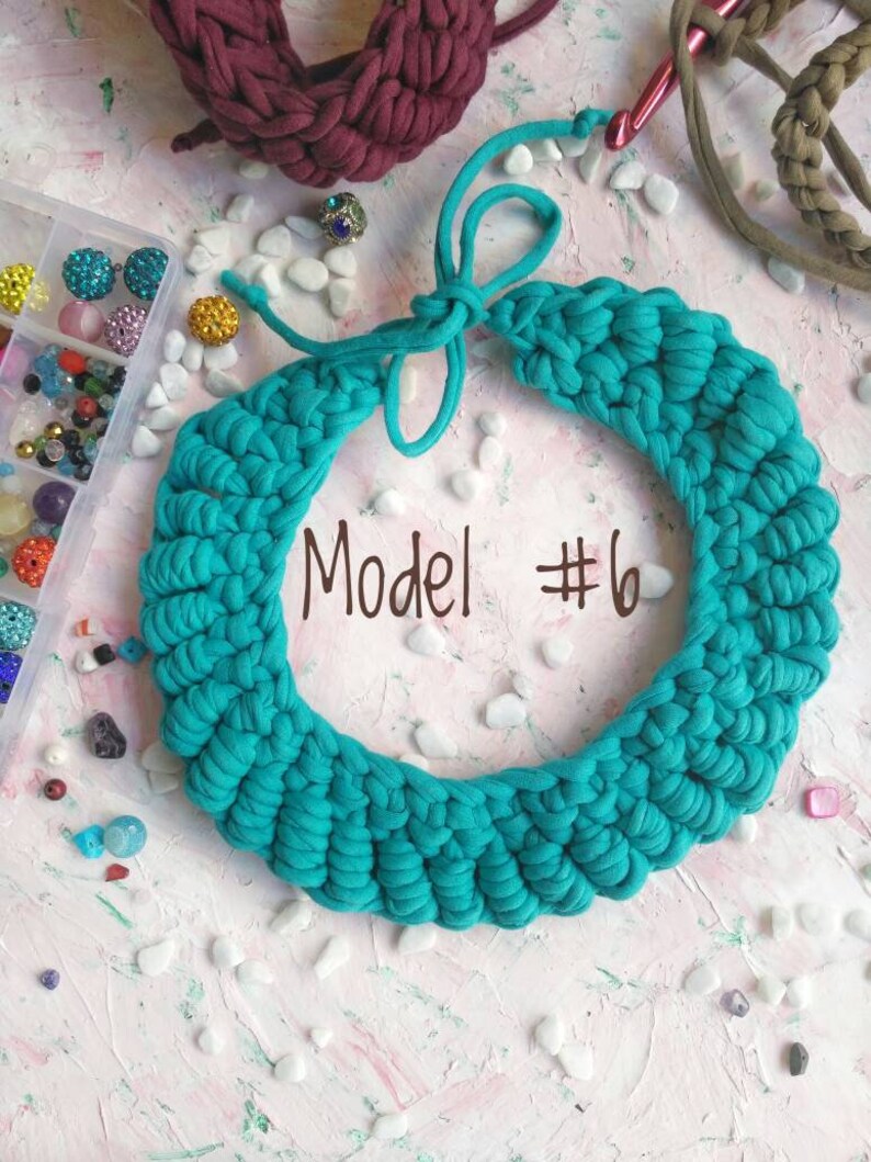Tshirt yarn crochet statement necklace Chunky textile chocker Etsy