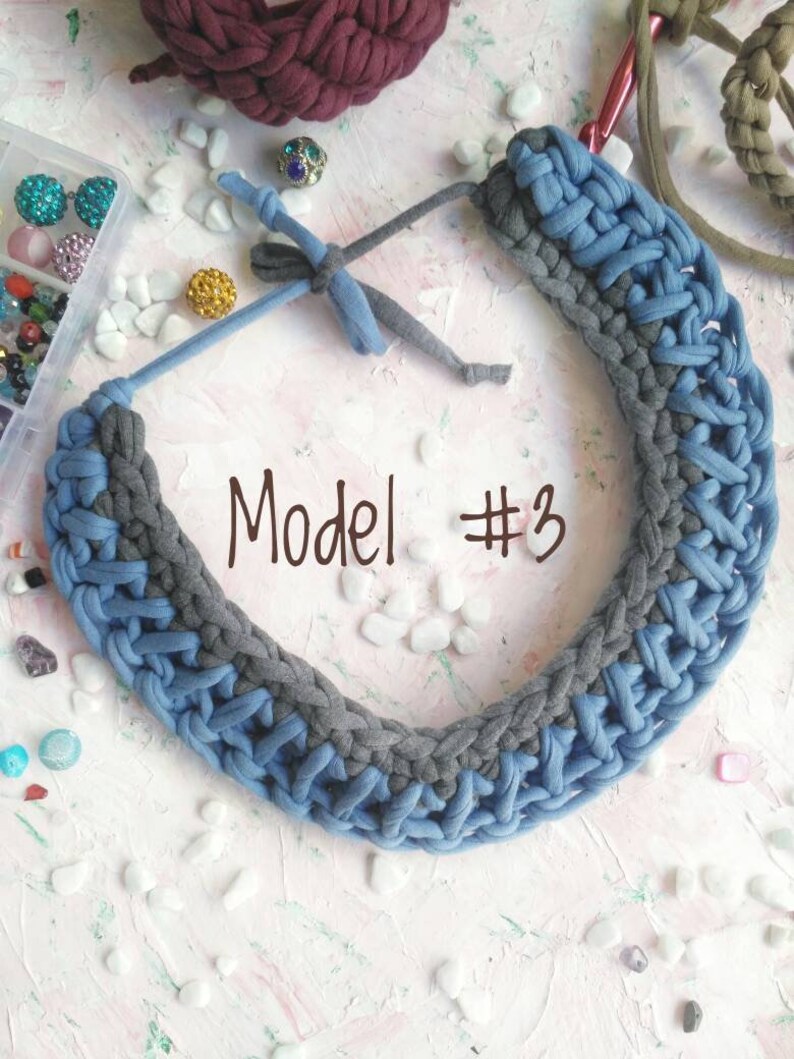 Tshirt yarn crochet statement necklace Chunky textile chocker Etsy