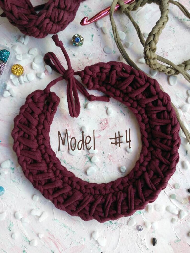 Tshirt yarn crochet statement necklace Chunky textile chocker Etsy