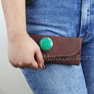 Cartera triple, Cartera de cuero para mujer, Tarjetero de cuero, Monedero de cuero, Cartera de mujer