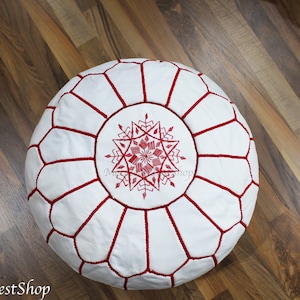 white Pouf Ottoman, Moroccan Ottoman Pouffe, Pouf, Handmade Footstool Pouf Floor Cushion, Poufs Leather Pouf Cover , Floor Seating.