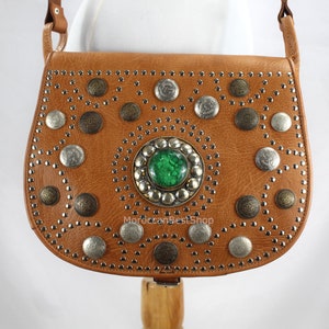 Large Leather Boho Crossbody Purse for women, Women&#39;s Genuine Leather Boho Shoulder Bag, Moroccan leather handbag, Festival Bag.