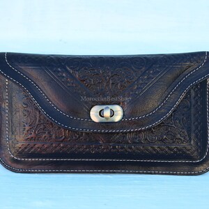 Cartera de cuero con clip para billetes, cartera minimalista para mujer, cartera de cuero negra, cartera para mujer, cartera larga, cartera de cuero para mujer, regalo para ella.