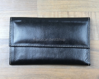 Handmade Moroccan Leather Wallet: Slim Card Holder