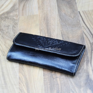 Portafoglio in pelle per donna, porta carte di credito in pelle, portafoglio in pelle da donna, portafoglio sottile in pelle, fermasoldi in pelle per donna