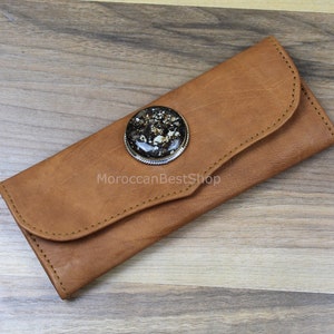 Portafoglio in pelle fatto a mano per donna, portafoglio in pelle da donna boho, piccolo portafoglio in pelle, portafoglio in pelle sottile, porta carte di credito in pelle