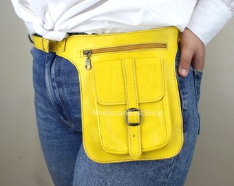 Handmade Leather Fanny Pack: Festival Belt Bag, Goat Leather Pouch