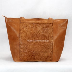 Leather tote bag for women, Shopping leather bag, braided leather Purse, Shoulder Bag, work purse, Everyday use tote bag, Travel Bag.