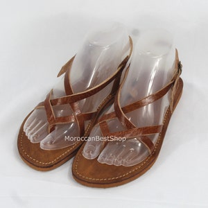 Moroccan Leather Sandals: Tan Boho Summer Flats