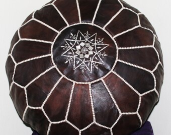 Moroccan Leather Pouf, Handmade Ottoman Moroccan pouf, Premium Authentic Floor Poufs,Moroccan Home Decor.