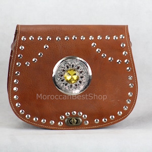 Handmade Moroccan Leather Crossbody Bag: Artisan Shoulder Bag