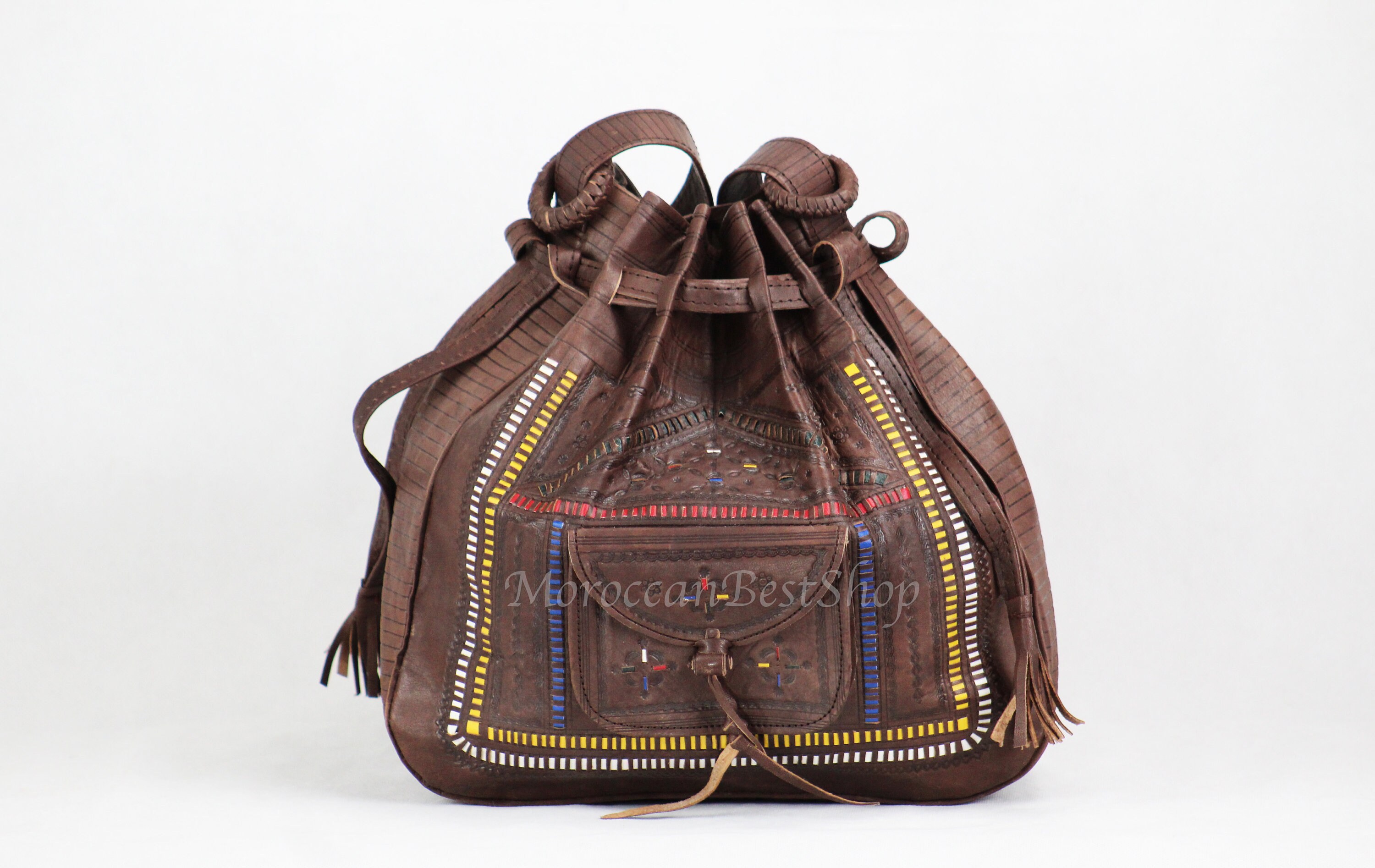 Leather Bucket Bag Medium Leather Bucket Shoulder Bag Etsy