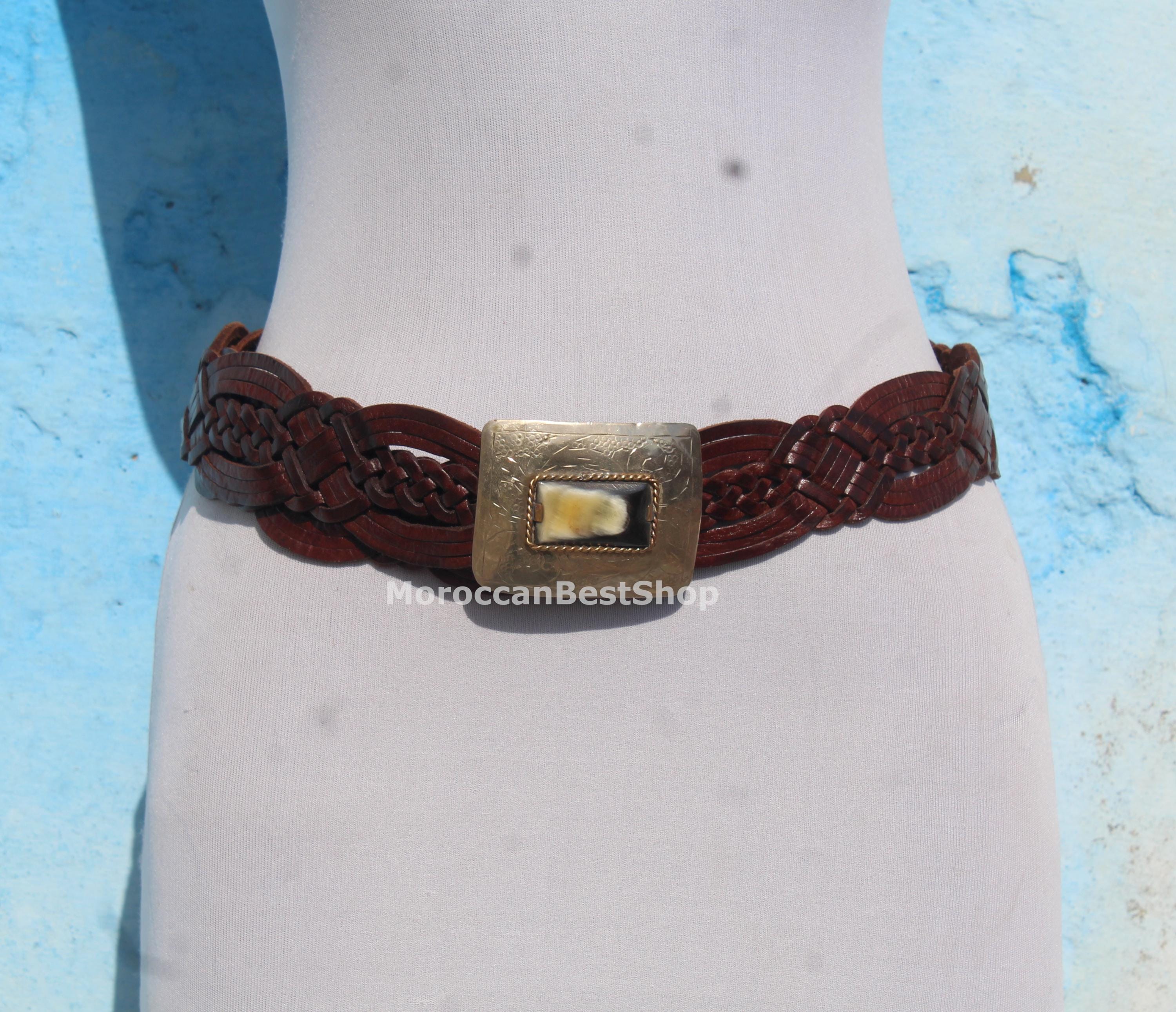 UK Moroccan Faux Black Leather Belt w Antique Silver Medallion Details New M/L Vintage Moroccan Belt - Etsy main image 3