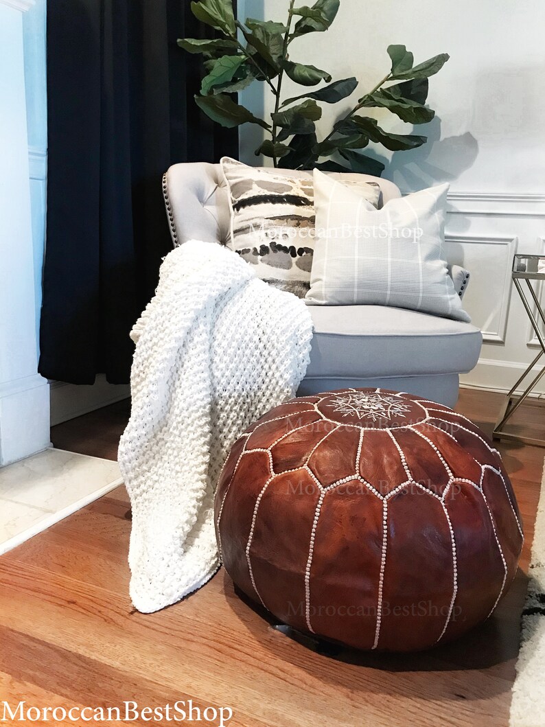 Premium Leather Poufs Handmade Ottoman Moroccan Pouf Luxury Etsy