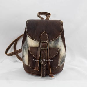 Small Leather Backpack Purse: Moroccan Mini Bucket Bag