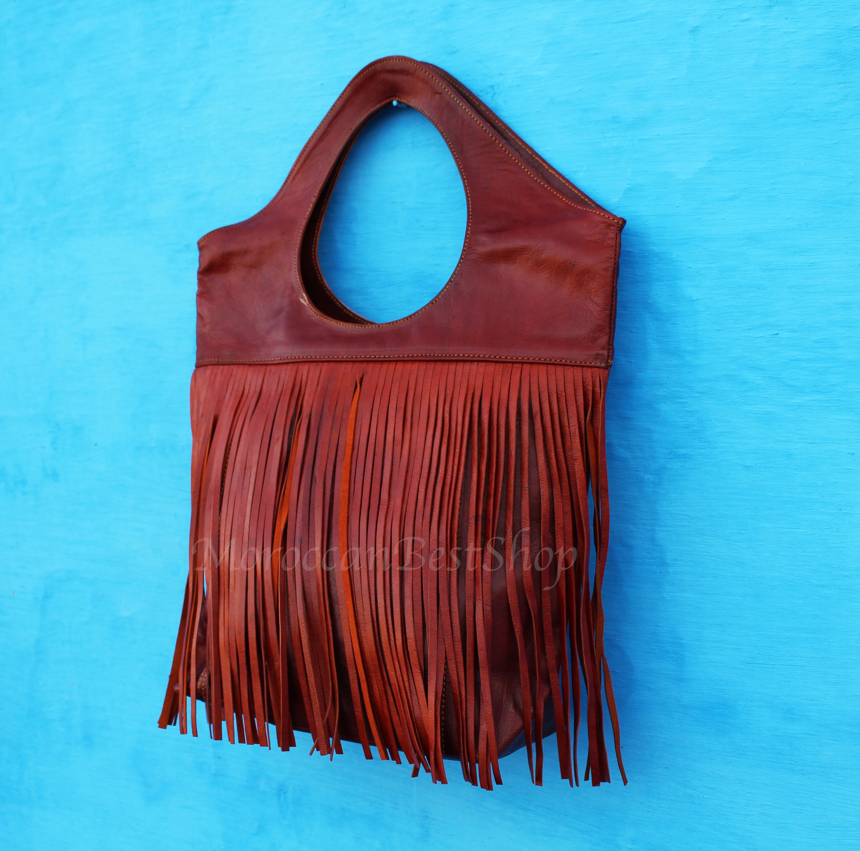 Leather Fringe Purse Leather Purse Crossbody Light Brown Etsy