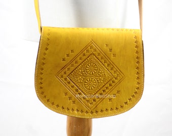 Boho Moroccan Leather Crossbody Bag: Women's Shoulder Tote Purse