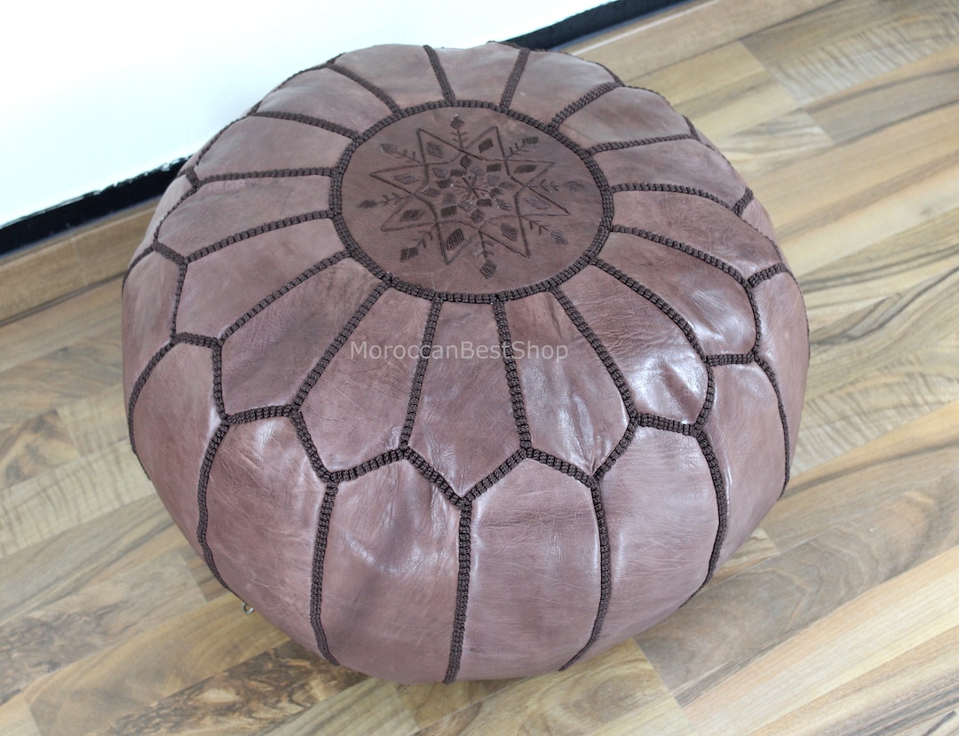 Pouf marocain en cuir, pouf marocain, pouf ottoman marocain, repose