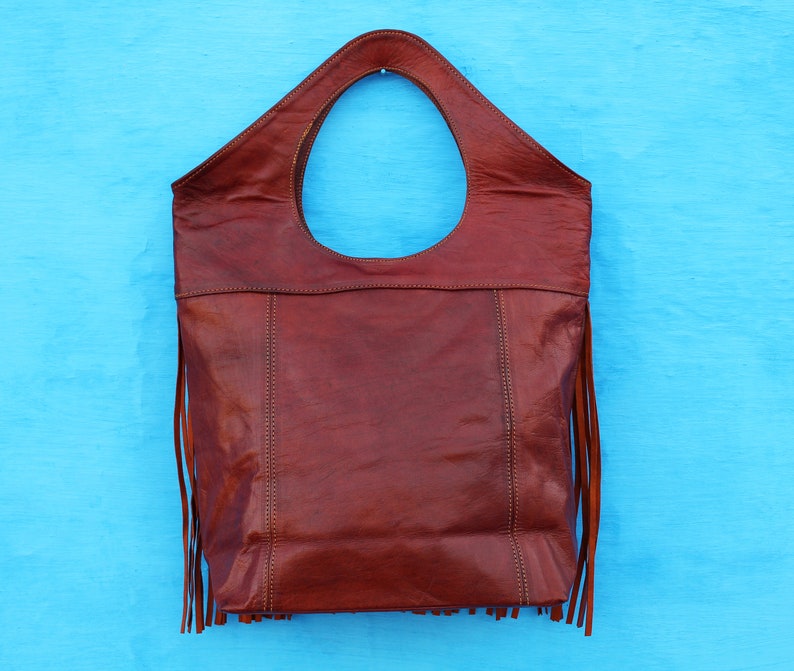 Boho Purse Large size Vintage Leather Fringe Purse Leather Purse Crossbody Light Brown Leather Tote Leather Tote Bags for women .