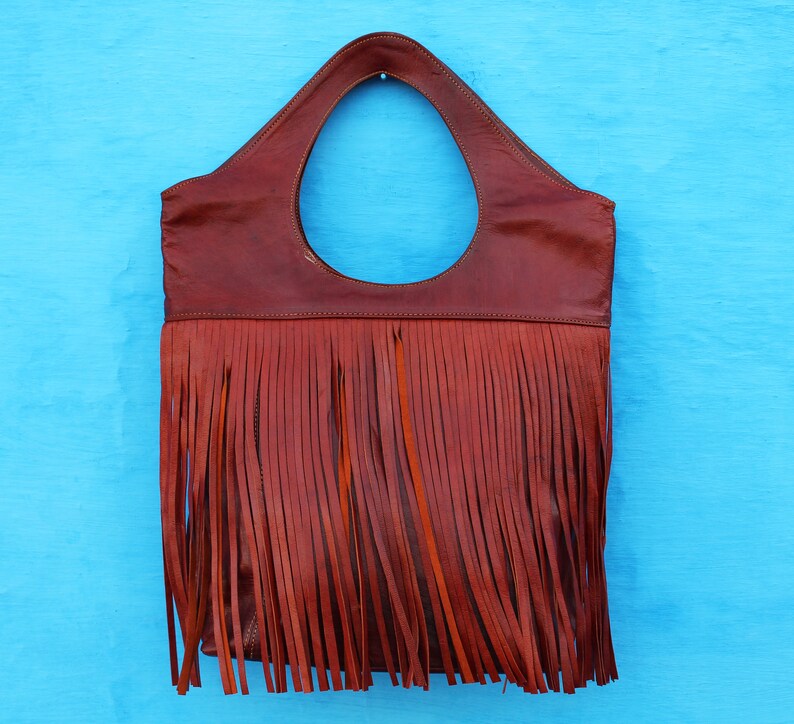 Boho Purse Large size Vintage Leather Fringe Purse Leather Purse Crossbody Light Brown Leather Tote Leather Tote Bags for women .