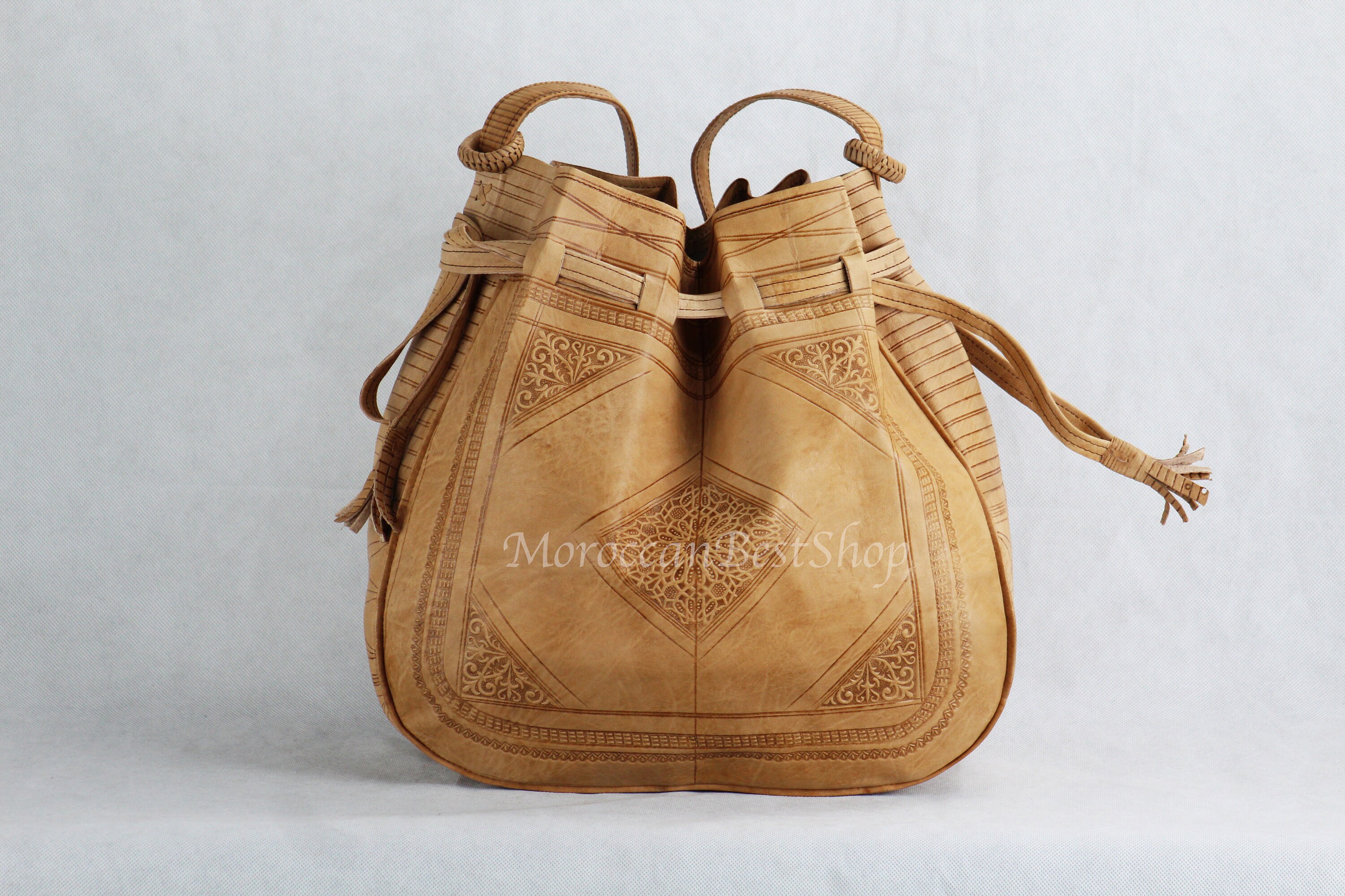 Large Engraved Handmade Moroccan Leather Bag Boho Bags | Etsy