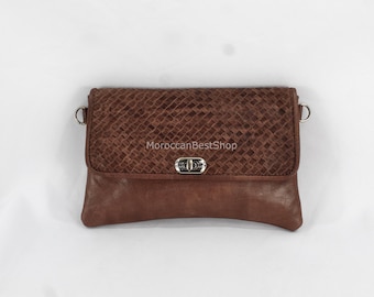 Bolso de mano de cuero con correa de hombro desmontable para mujer, bolso de mano cruzado de cuero, billetera de mano, billetera de cuero.