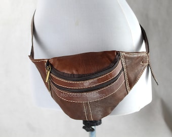 Moroccan Leather Fanny Pack: Unisex Boho Travel Waist Bag