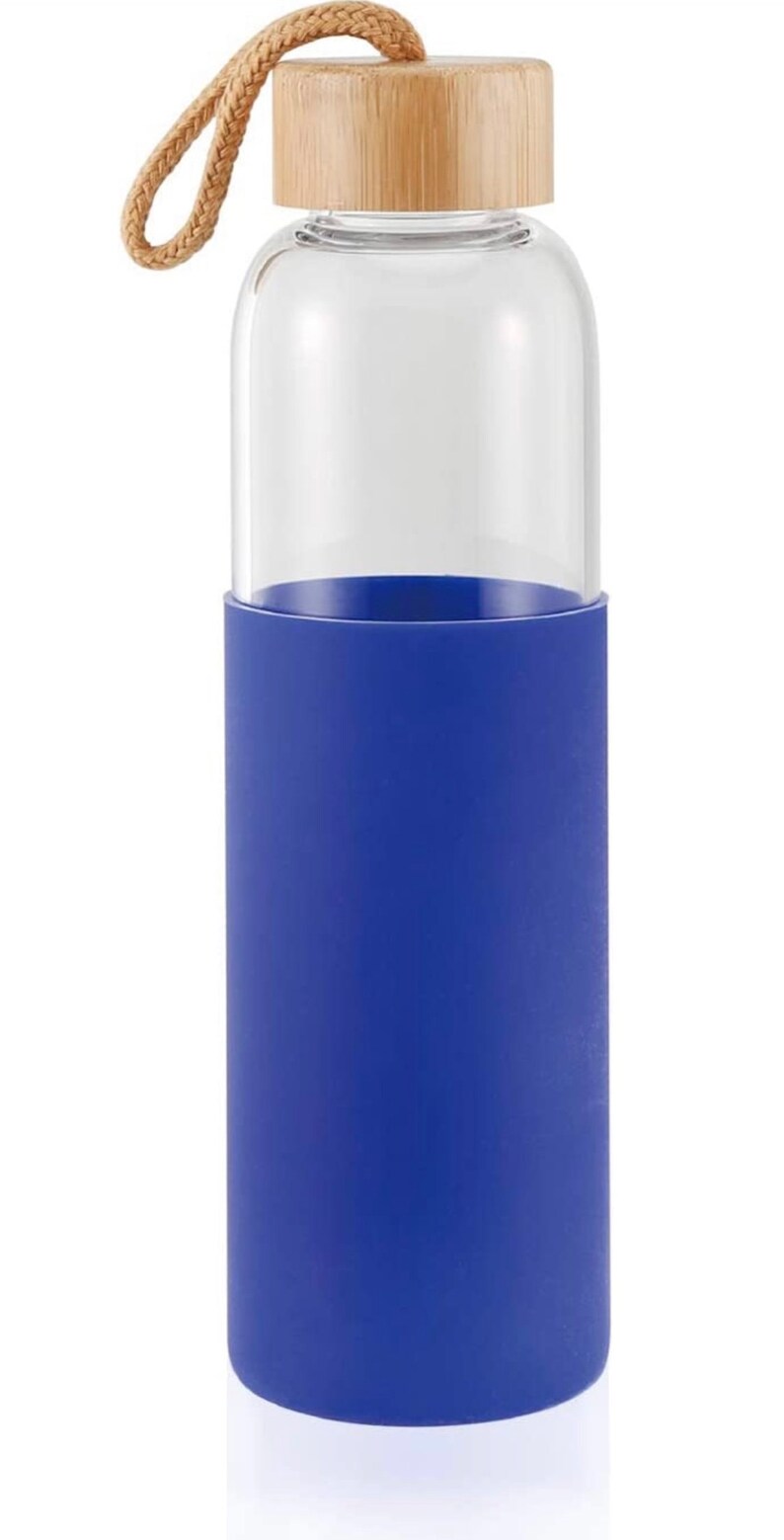 Vinyl Flower Glass Water Bottle 19 Oz, Floral Water Bottle With