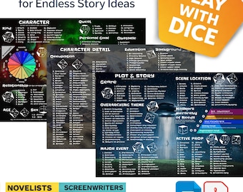 Karaktärslistor, berättelseuppmaningar och handlingslistor för barn, lärare och författare | Bekämpa skrivkramp | Kreativt skrivkit | Utskrivbar