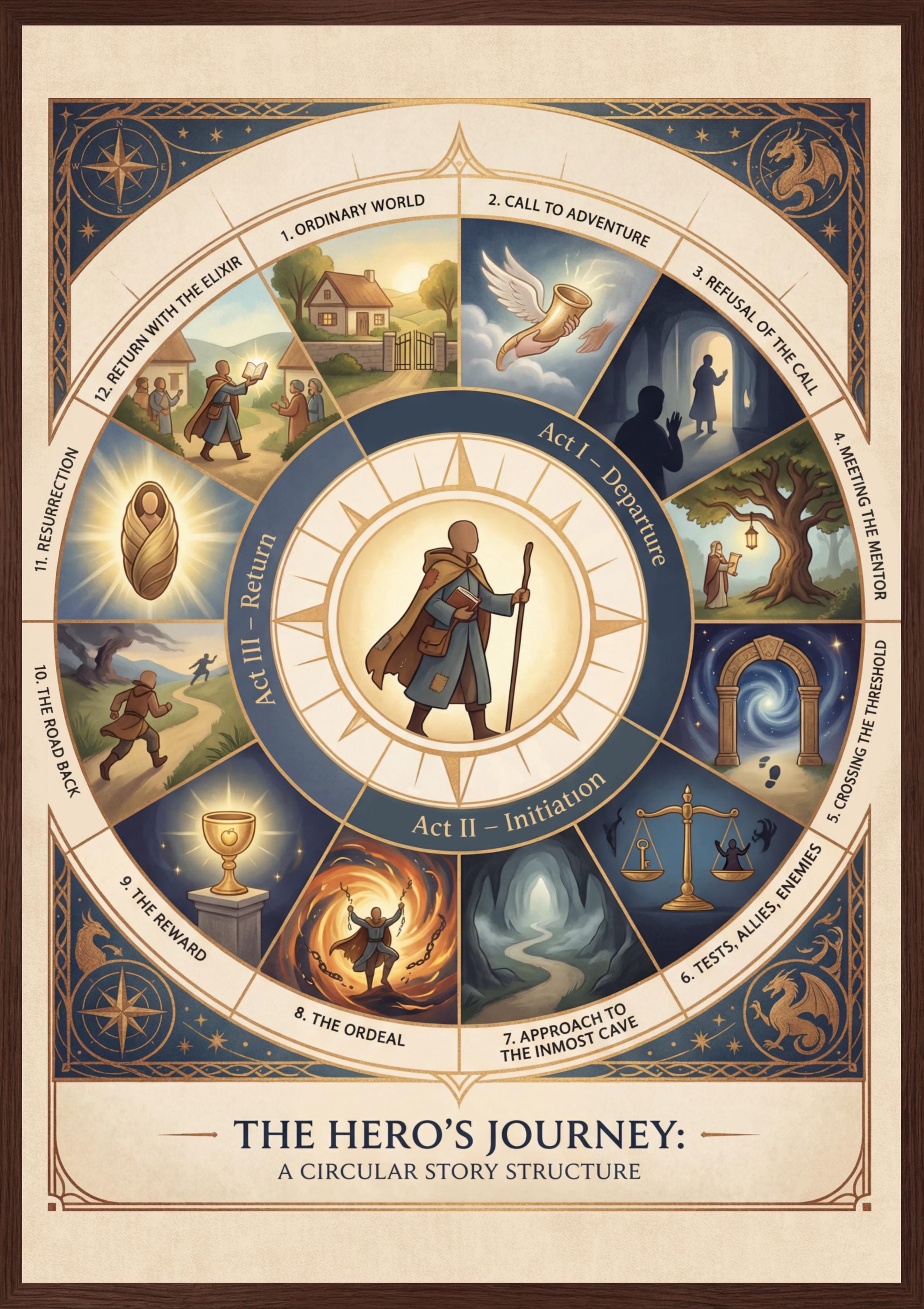Hero’s Journey Poster Printable | Story Structure Plot Diagram ...
