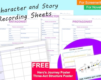 Mallar för berättelse- och karaktärsutveckling | Affisch för hjältens resa (digital nedladdning)