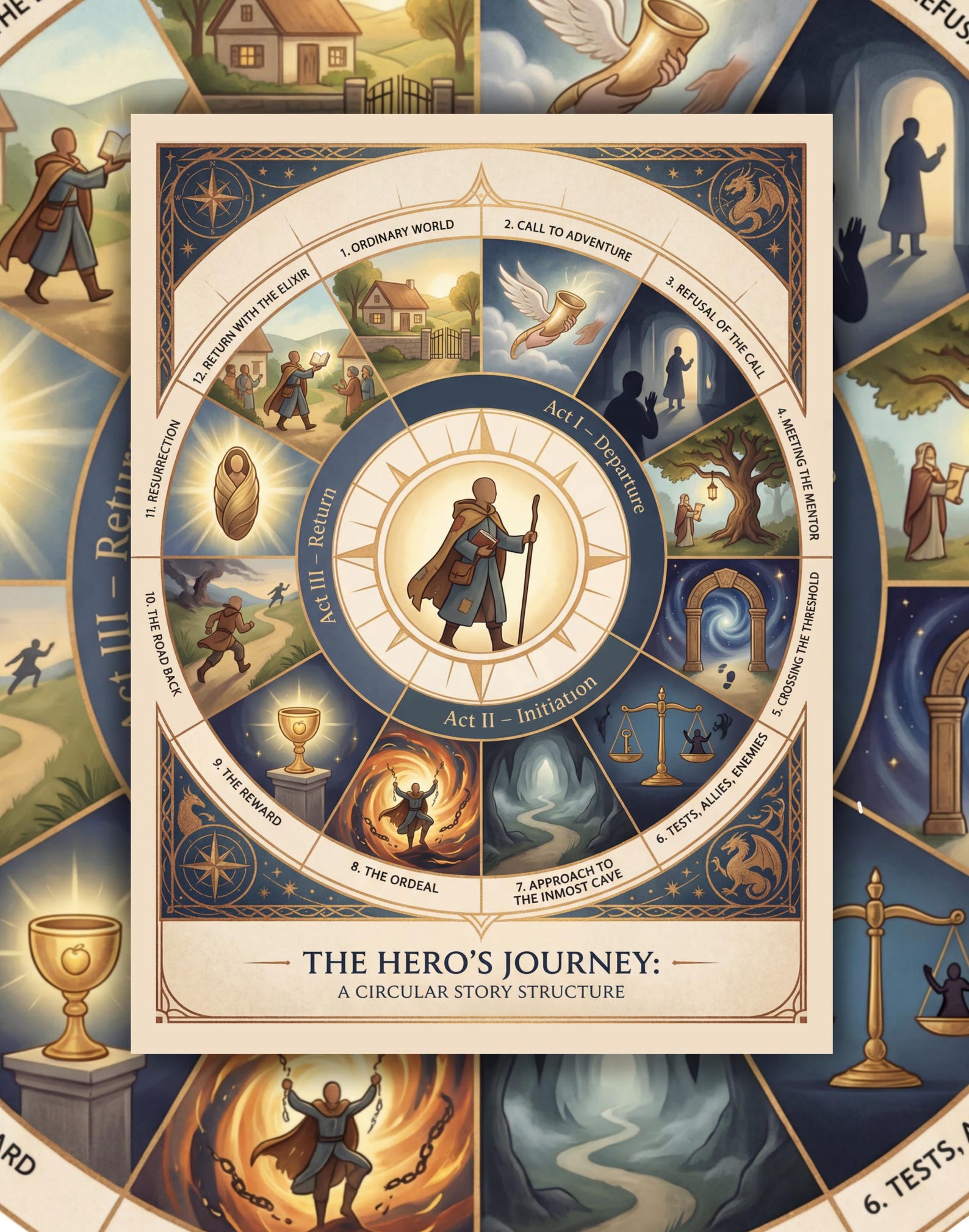 Hero’s Journey Poster Printable | Story Structure Plot Diagram ...