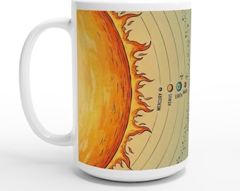 80-tals retro solsystemmugg | Keramisk kaffekopp | Gåva för planetälskare