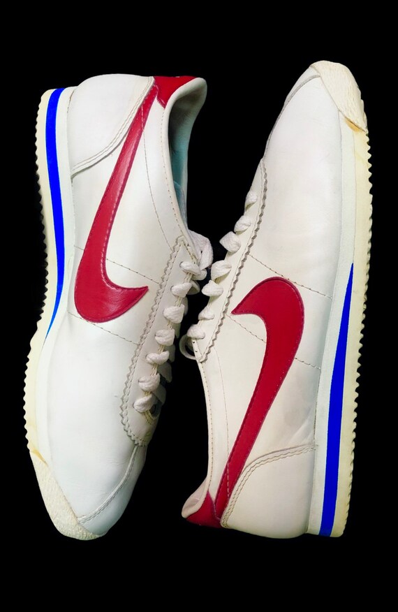 SuperRare! Vintage Deadstock 80's Nike Cortez Forest Gump White Leather White Red Men US11 Original 1984 Made in Brazil