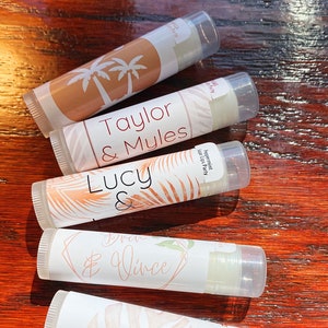 PALM Lip Balm Party Favors | Palm Tree Wedding Chapstick | Destination Wedding, Bachelorette, Bridal Shower | Monstera Custom Lip Balm