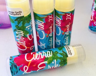 Tropical Summer Wedding Lip Balm Party Favors | Destination Wedding Chapstick | Island Wedding | Rainforest | Pink Flamingo Hawaiian Party