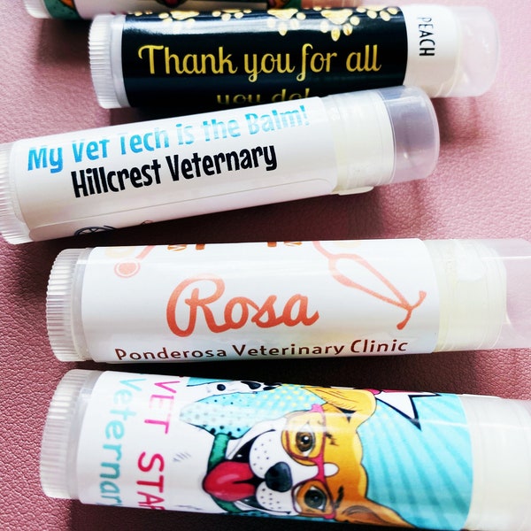 Vet Technician Appreciation Week Chapstick | Veterinarian Business Promo for Customers | Animal Stethoscope Vet Tech Gift Lip Balm